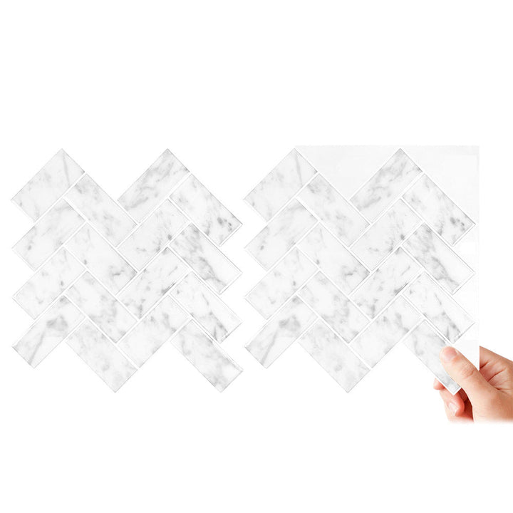 Lisslune | Modern Peel & Stick Mosaic Tile PVC Herringbone Peel and Stick Wall Tile
