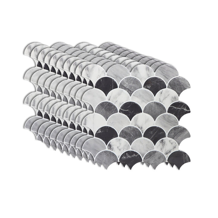 Lisslune | Modern Peel and Stick Tiles PVC Fish Scale Peel and Stick Baseboard
