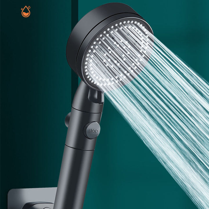 Lisslune | Metal Black Shower Head Self-Cleaning Standard Round Hand Shower