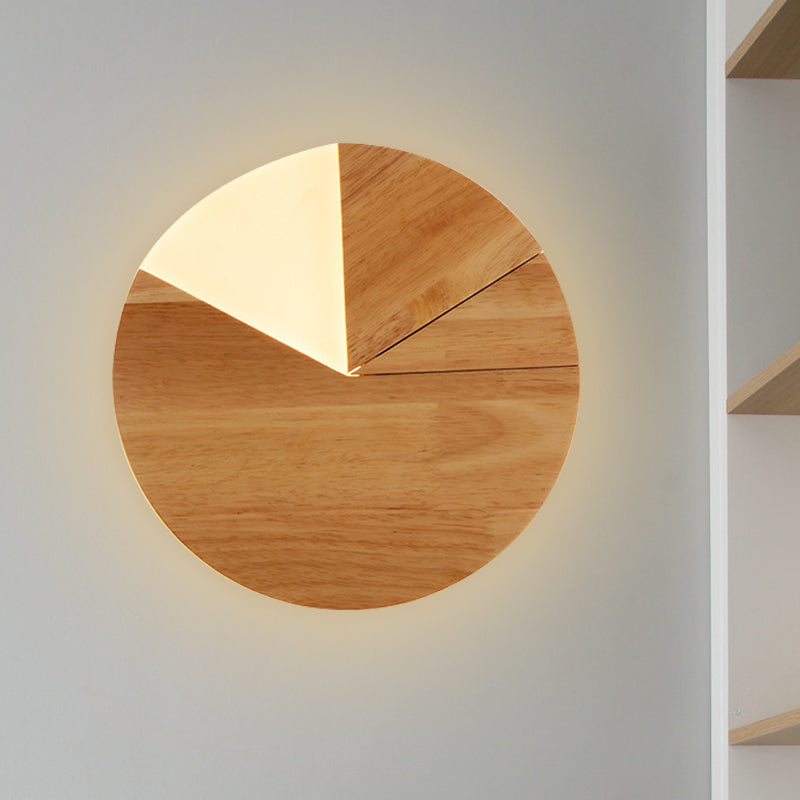 Skørter | 8"/11" Width Sector Wall Lamp Wall Light Nordic Wood LED Nightstand Wall Lamp in White/Warm White