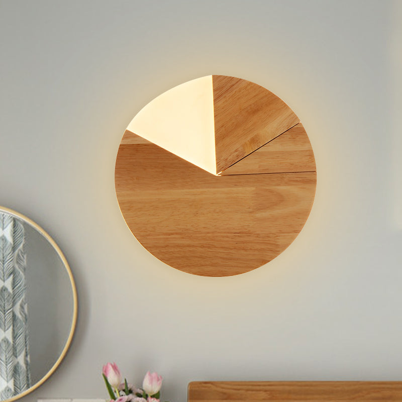 Skørter | 8"/11" Width Sector Wall Lamp Wall Light Nordic Wood LED Nightstand Wall Lamp in White/Warm White