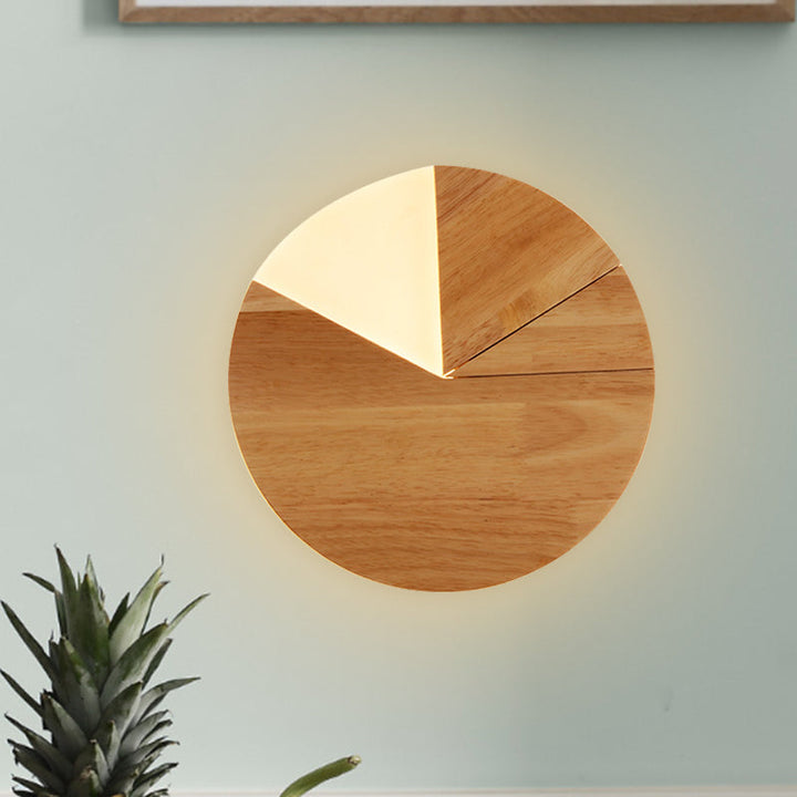 Skørter | 8"/11" Width Sector Wall Lamp Wall Light Nordic Wood LED Nightstand Wall Lamp in White/Warm White
