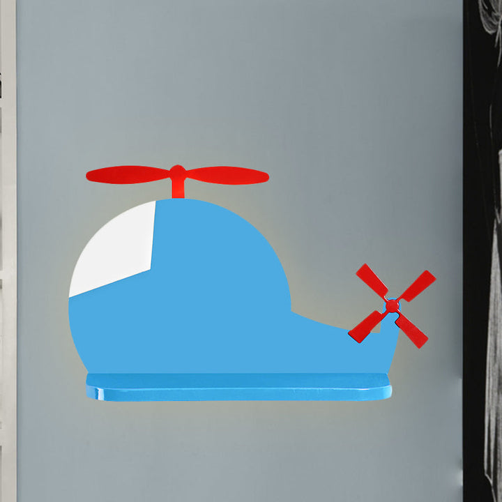 Skørter | Airplane Wall Light Cartoon Metal LED Blue Wall Lamp in White/3 Color Light for Children's Room
