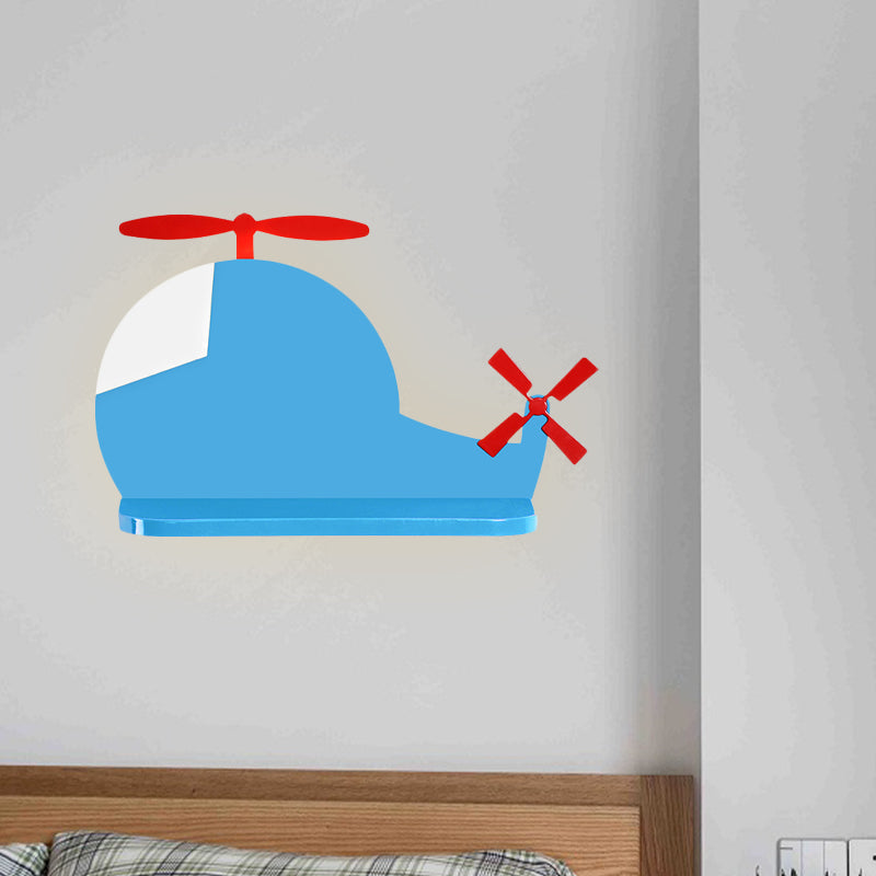 Skørter | Airplane Wall Light Cartoon Metal LED Blue Wall Lamp in White/3 Color Light for Children's Room