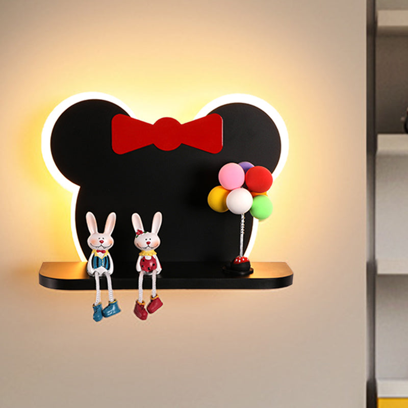 Skørter | Black and red mouse head wall lamp cartoon LED iron wall-mounted light fixture in white/3 color light
