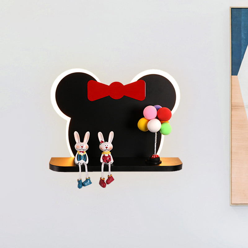 Skørter | Black and red mouse head wall lamp cartoon LED iron wall-mounted light fixture in white/3 color light