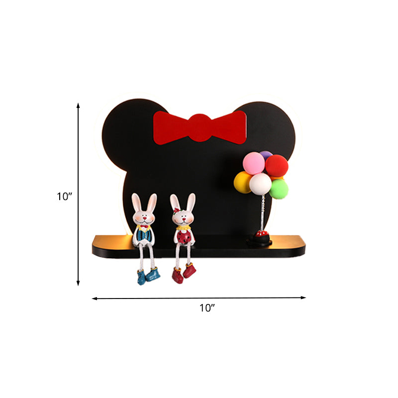Skørter | Black and red mouse head wall lamp cartoon LED iron wall-mounted light fixture in white/3 color light