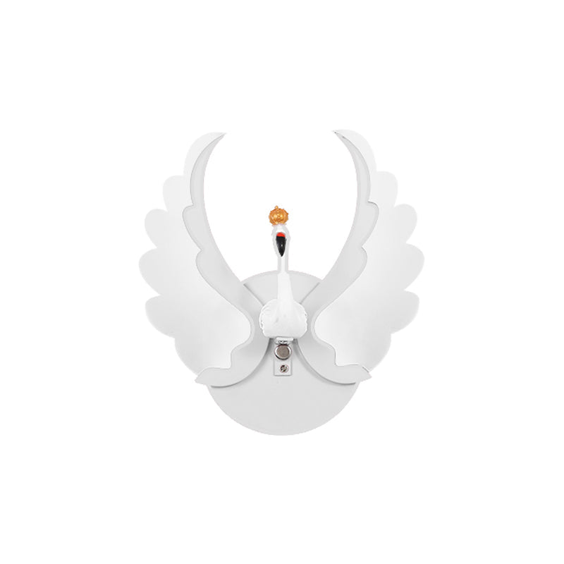 Skørter | Swan Iron Wall Lamp Sconces Strip Cartoon White/Pink Finish LED Wall Lamp Fixture with Acrylic Wing in White/Warm Light