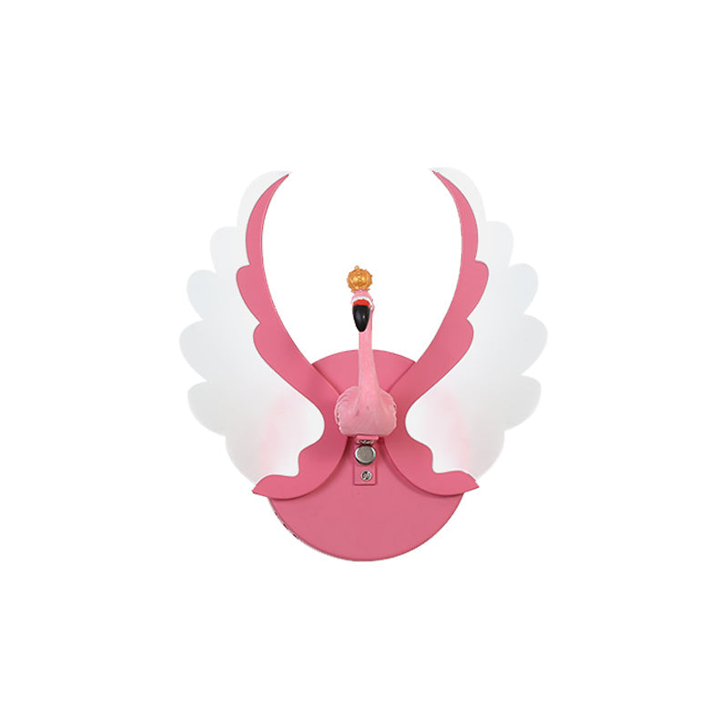 Skørter | Swan Iron Wall Lamp Sconces Strip Cartoon White/Pink Finish LED Wall Lamp Fixture with Acrylic Wing in White/Warm Light