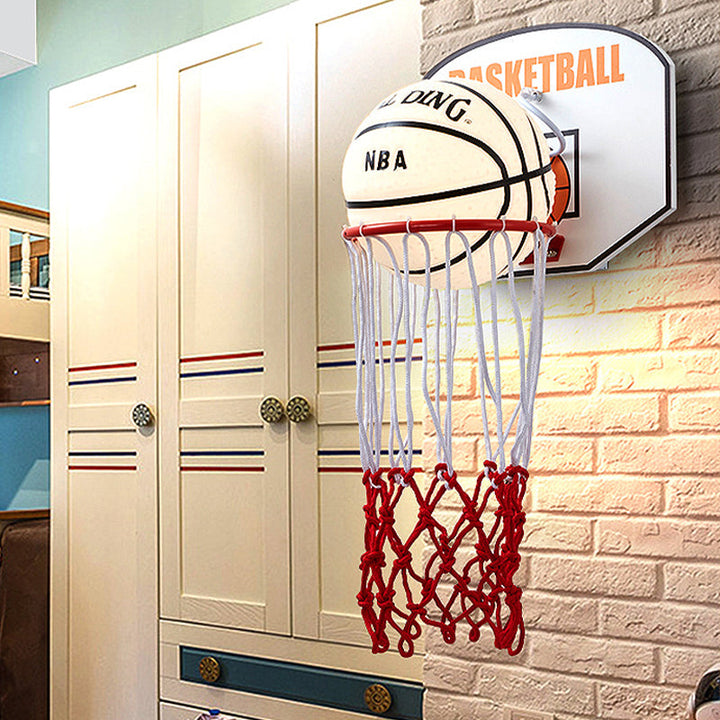 Skørter | Cartoon Basket Frame Shape Wall Light Rope 1 Head Bedroom Wall Lamp in Red with Basketball Opal Glass Shade