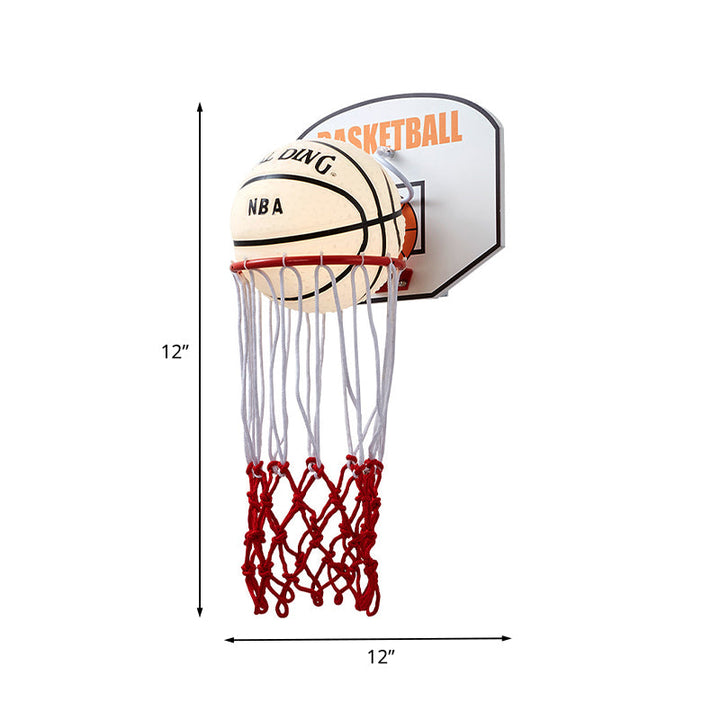 Skørter | Cartoon Basket Frame Shape Wall Light Rope 1 Head Bedroom Wall Lamp in Red with Basketball Opal Glass Shade