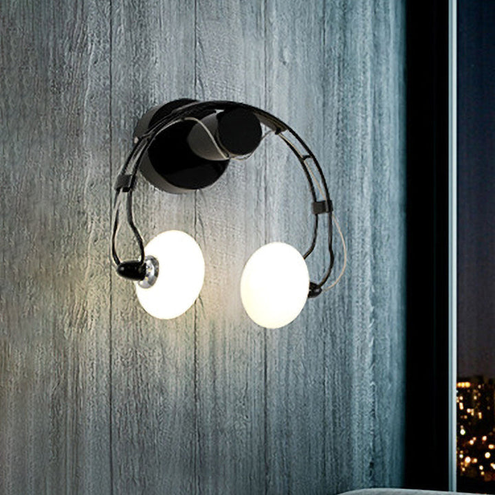 Skørter | Cartoon Headset Shape Wall Lamp Lighting Metal 2-Light Hallway LED Wall Lamp in White/Black