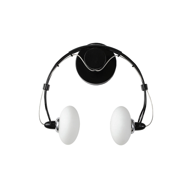 Skørter | Cartoon Headset Shape Wall Lamp Lighting Metal 2-Light Hallway LED Wall Lamp in White/Black