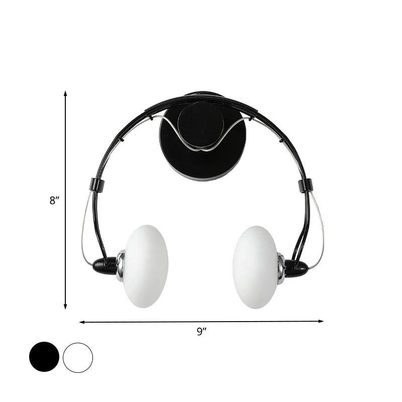 Skørter | Cartoon Headset Shape Wall Lamp Lighting Metal 2-Light Hallway LED Wall Lamp in White/Black