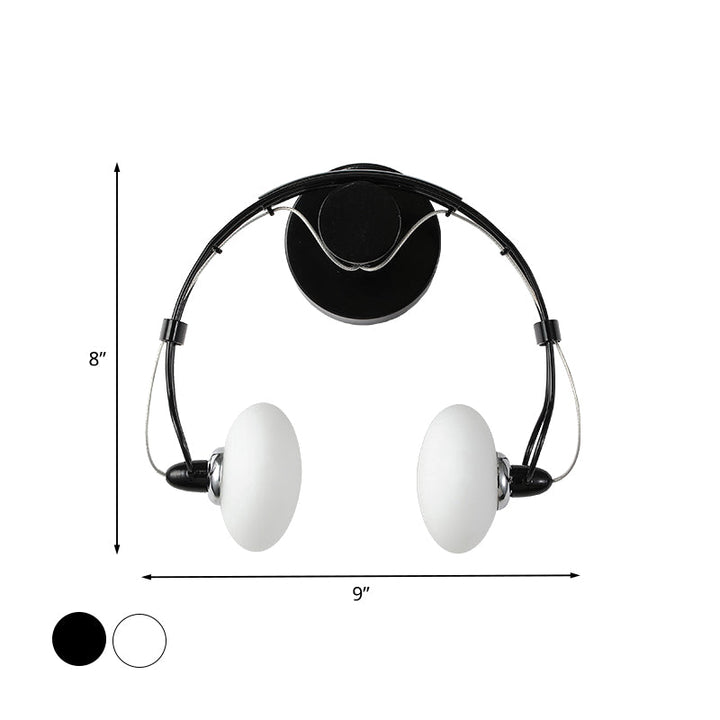 Skørter | Cartoon Headset Shape Wall Lamp Lighting Metal 2-Light Hallway LED Wall Lamp in White/Black