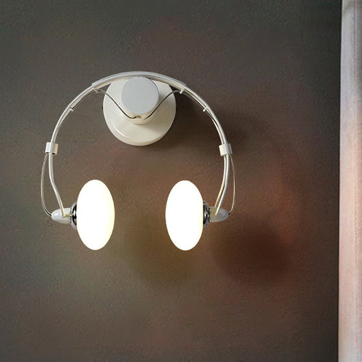 Skørter | Cartoon Headset Shape Wall Lamp Lighting Metal 2-Light Hallway LED Wall Lamp in White/Black