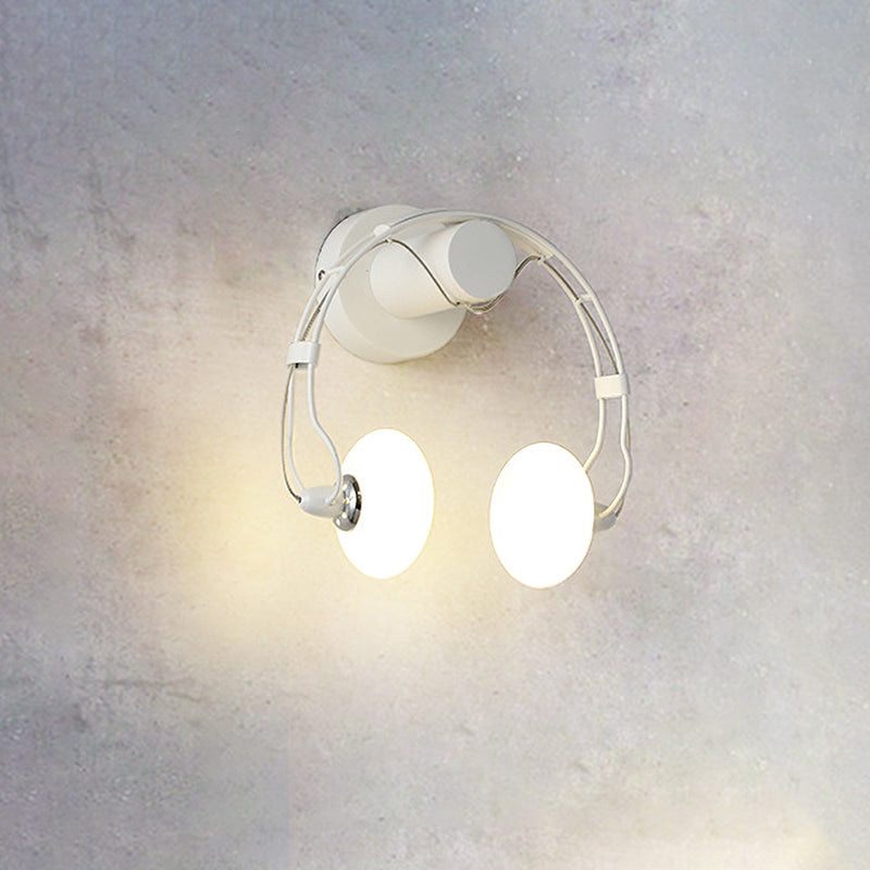 Skørter | Cartoon Headset Shape Wall Lamp Lighting Metal 2-Light Hallway LED Wall Lamp in White/Black