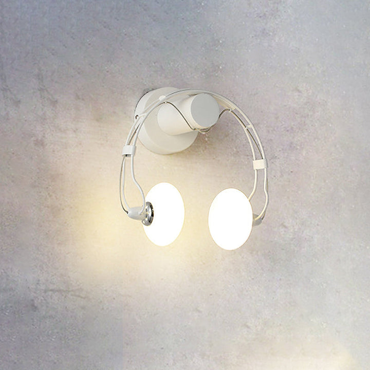 Skørter | Cartoon Headset Shape Wall Lamp Lighting Metal 2-Light Hallway LED Wall Lamp in White/Black