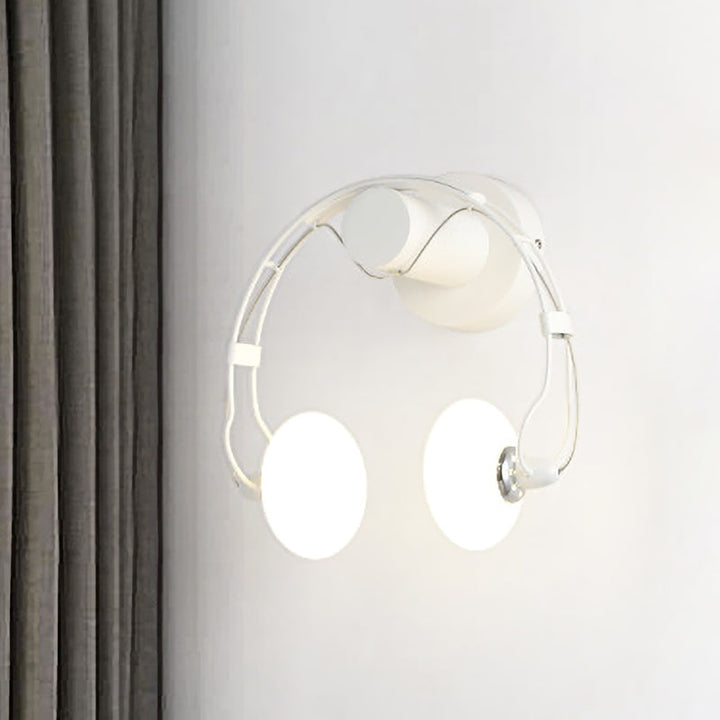 Skørter | Cartoon Headset Shape Wall Lamp Lighting Metal 2-Light Hallway LED Wall Lamp in White/Black