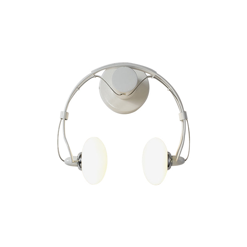 Skørter | Cartoon Headset Shape Wall Lamp Lighting Metal 2-Light Hallway LED Wall Lamp in White/Black