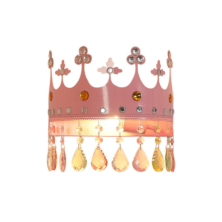 Skørter | Crown Wall Light Cartoon Iron LED Pink/Silver Wall Mount Light with Crystal Drop Decor