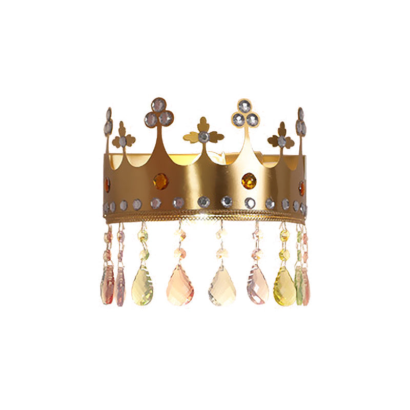 Skørter | Crown Wall Light Cartoon Iron LED Pink/Silver Wall Mount Light with Crystal Drop Decor