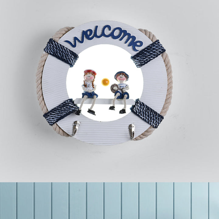 Skørter | Life Buoy Wooden Wall Lamp Light Fixture Cartoon LED White Wall Mount Lamp in White/3 Color Light