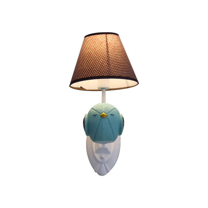 Skørter | Pink/Blue Bird Wall Lamp Cartoon 1 Head Resin Wall Lamp Fixture with Cone Brown Fabric Lampshade