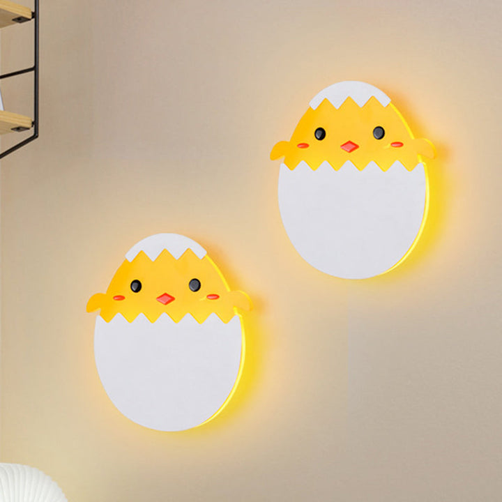 Skørter | Eggy/Dino Wall Lighting Cartoon Acrylic LED Green/Yellow Wall Lamp in White/Warm Light for Children Bedside