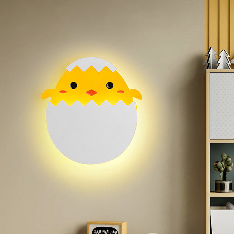 Skørter | Eggy/Dino Wall Lighting Cartoon Acrylic LED Green/Yellow Wall Lamp in White/Warm Light for Children Bedside