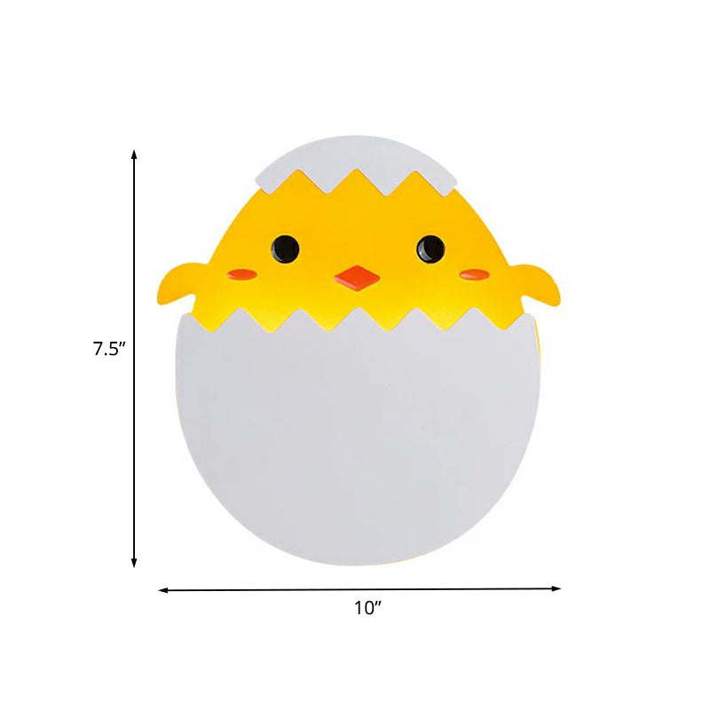 Skørter | Eggy/Dino Wall Lighting Cartoon Acrylic LED Green/Yellow Wall Lamp in White/Warm Light for Children Bedside