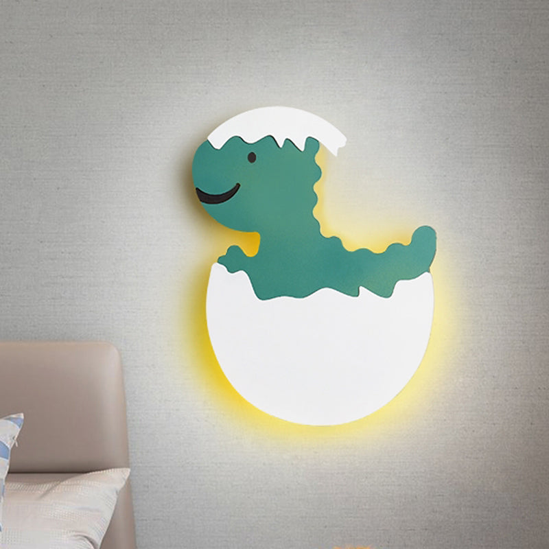 Skørter | Eggy/Dino Wall Lighting Cartoon Acrylic LED Green/Yellow Wall Lamp in White/Warm Light for Children Bedside