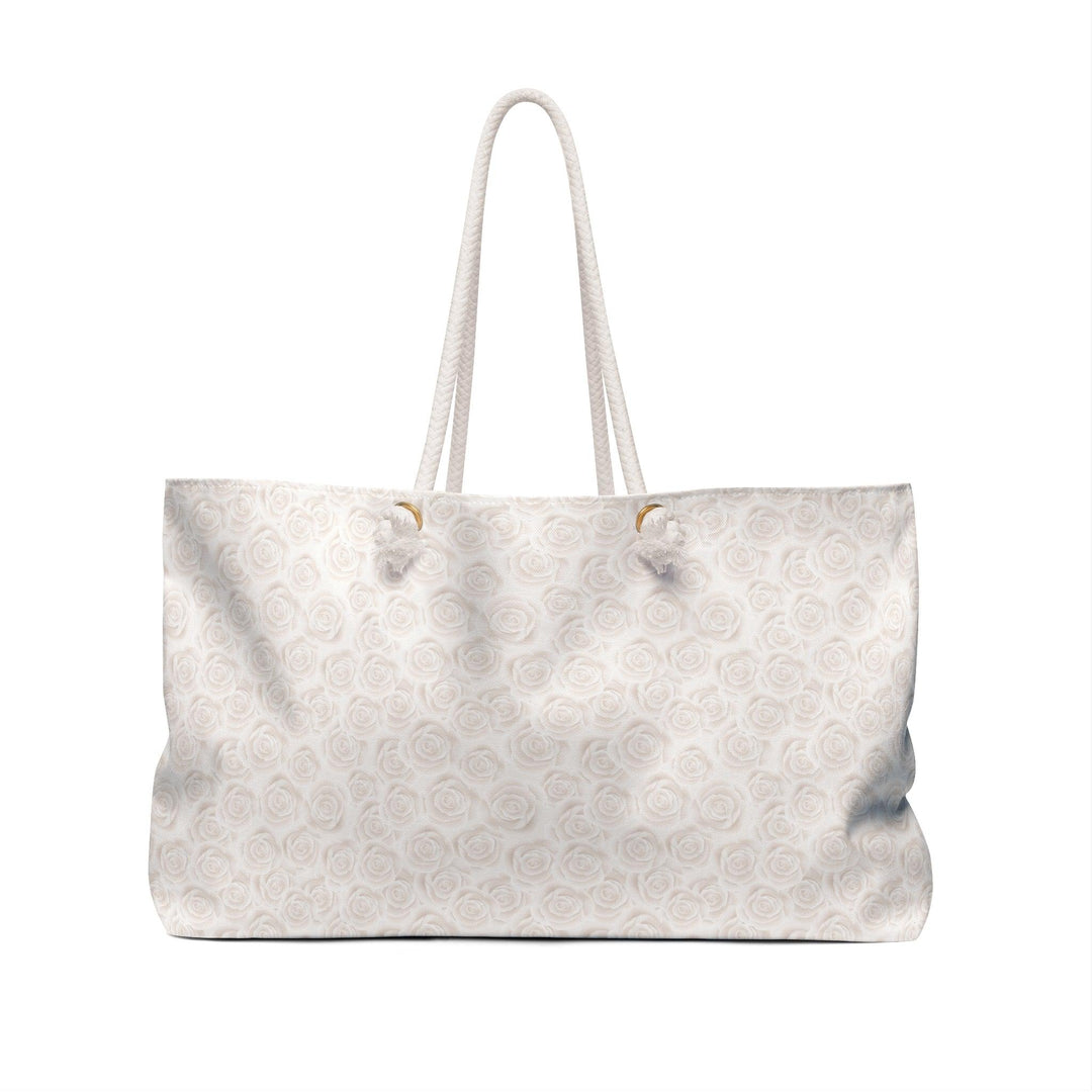 Lisslune | Elegant White Roses Weekend Carry Bag - Your Luxury Travel Companion