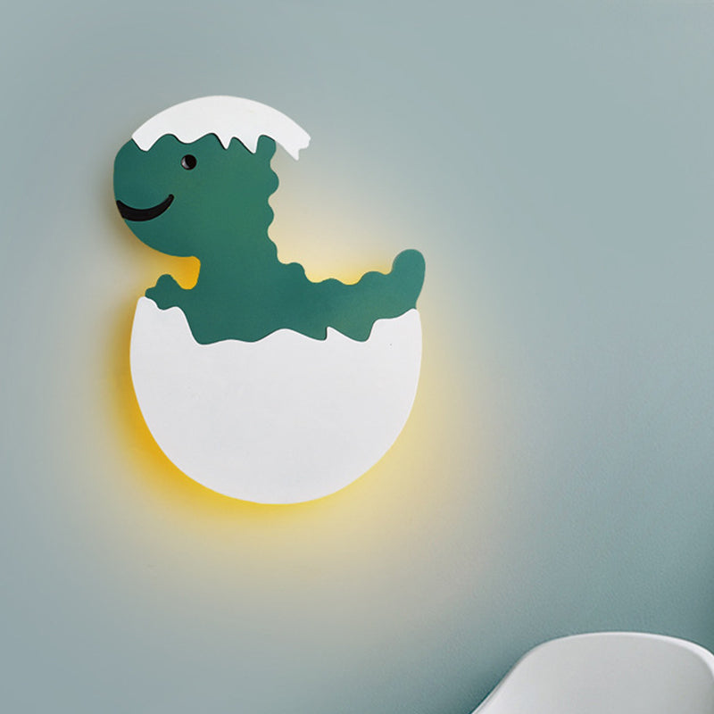 Skørter | Eggy/Dino Wall Lighting Cartoon Acrylic LED Green/Yellow Wall Lamp in White/Warm Light for Children Bedside