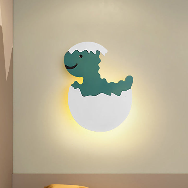 Skørter | Eggy/Dino Wall Lighting Cartoon Acrylic LED Green/Yellow Wall Lamp in White/Warm Light for Children Bedside