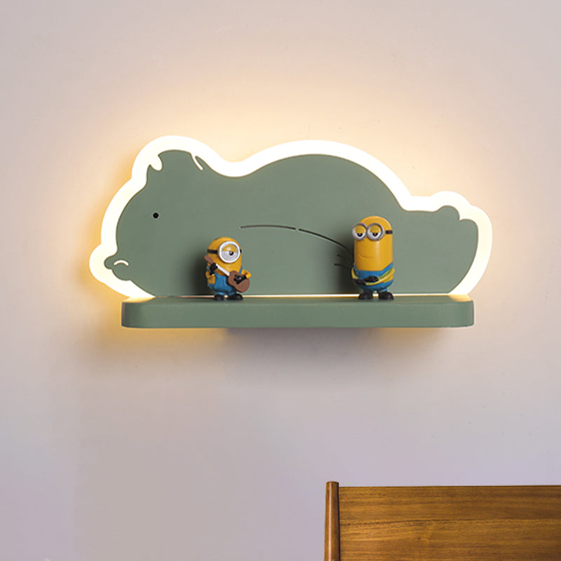 Skørter | Acrylic Elephant/Vehicle/Pumpkin Wall Lamp Cartoon LED Wall Mounted Lamp with Storage Desk in Pewter/Yellow/Blue, White/Warm Light