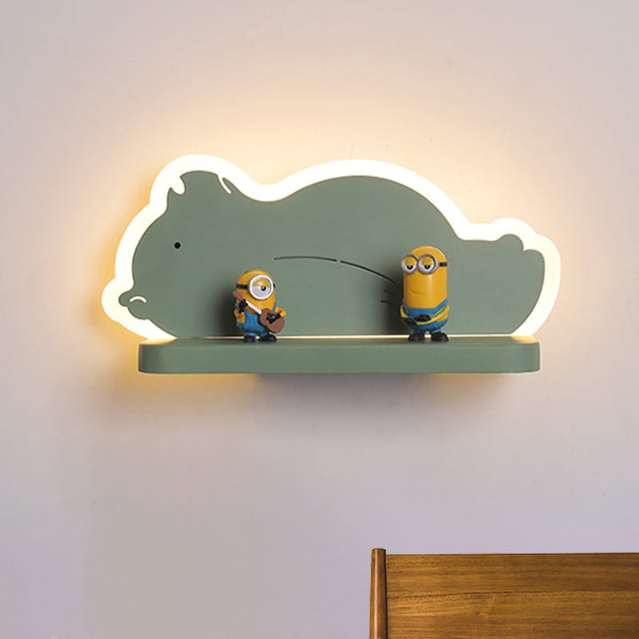 Skørter | Acrylic Elephant/Vehicle/Pumpkin Wall Lamp Cartoon LED Wall Mounted Lamp with Storage Desk in Pewter/Yellow/Blue, White/Warm Light