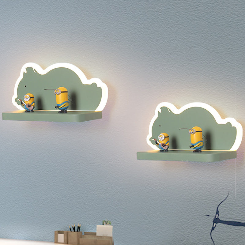 Skørter | Acrylic Elephant/Vehicle/Pumpkin Wall Lamp Cartoon LED Wall Mounted Lamp with Storage Desk in Pewter/Yellow/Blue, White/Warm Light