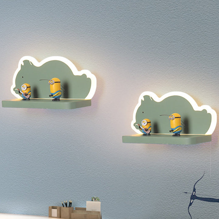 Skørter | Acrylic Elephant/Vehicle/Pumpkin Wall Lamp Cartoon LED Wall Mounted Lamp with Storage Desk in Pewter/Yellow/Blue, White/Warm Light