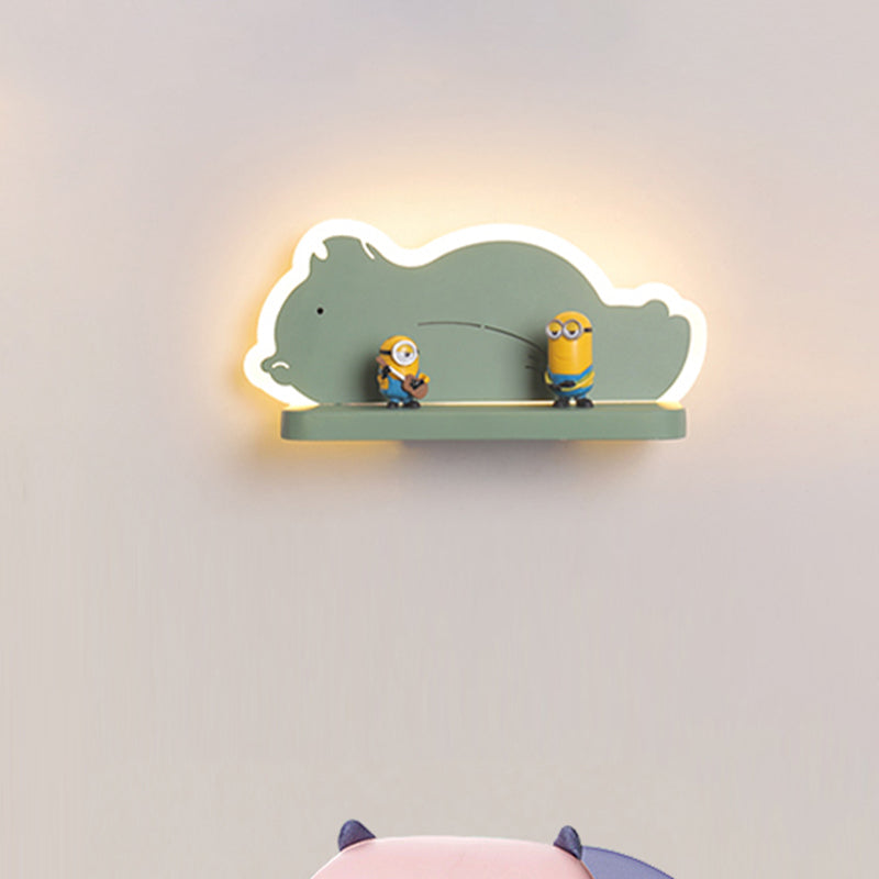 Skørter | Acrylic Elephant/Vehicle/Pumpkin Wall Lamp Cartoon LED Wall Mounted Lamp with Storage Desk in Pewter/Yellow/Blue, White/Warm Light