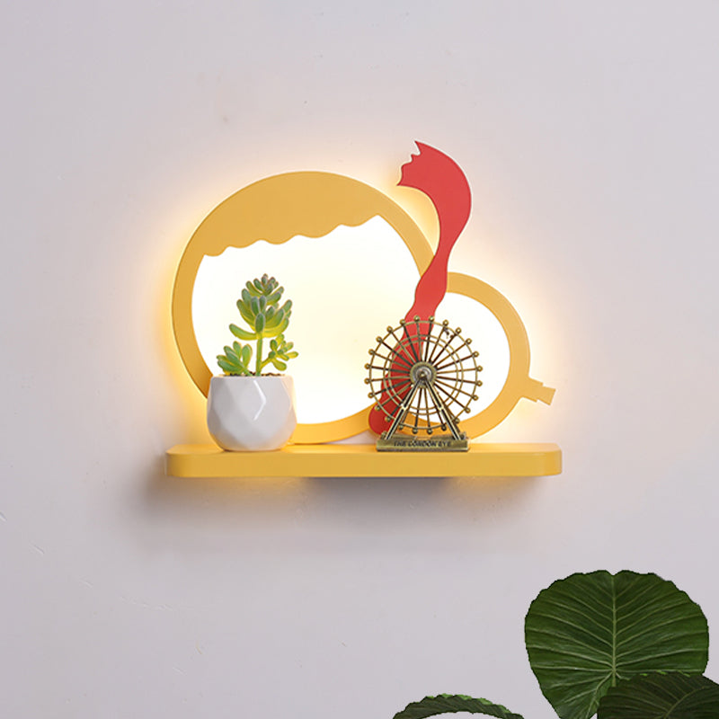 Skørter | Acrylic Elephant/Vehicle/Pumpkin Wall Lamp Cartoon LED Wall Mounted Lamp with Storage Desk in Pewter/Yellow/Blue, White/Warm Light