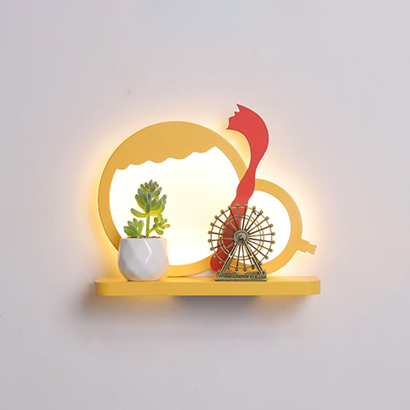 Skørter | Acrylic Elephant/Vehicle/Pumpkin Wall Lamp Cartoon LED Wall Mounted Lamp with Storage Desk in Pewter/Yellow/Blue, White/Warm Light