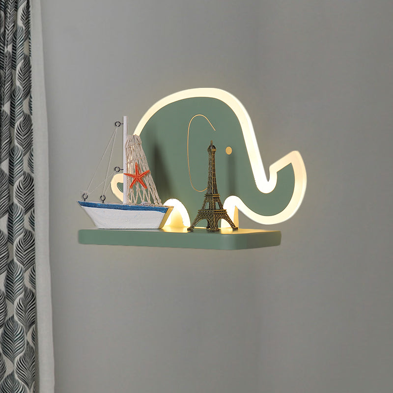 Skørter | Acrylic Elephant/Vehicle/Pumpkin Wall Lamp Cartoon LED Wall Mounted Lamp with Storage Desk in Pewter/Yellow/Blue, White/Warm Light