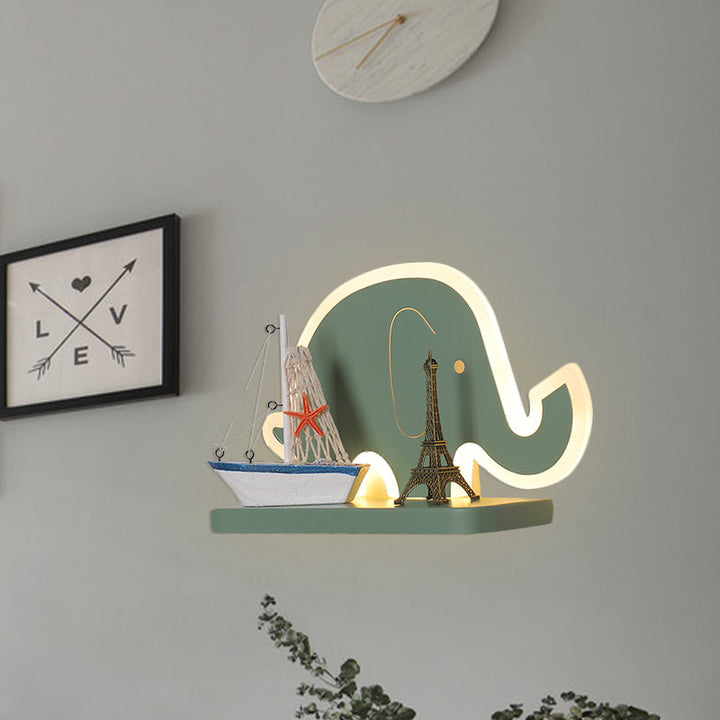 Skørter | Acrylic Elephant/Vehicle/Pumpkin Wall Lamp Cartoon LED Wall Mounted Lamp with Storage Desk in Pewter/Yellow/Blue, White/Warm Light