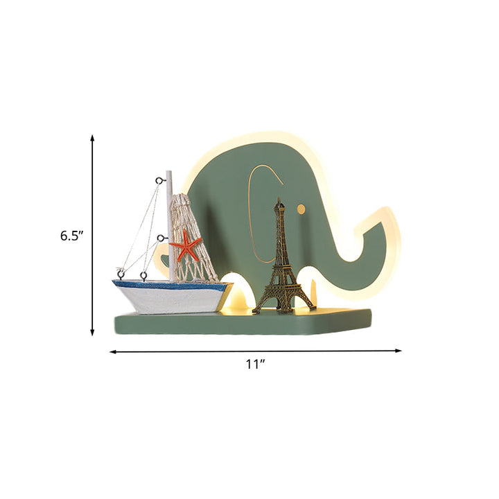 Skørter | Acrylic Elephant/Vehicle/Pumpkin Wall Lamp Cartoon LED Wall Mounted Lamp with Storage Desk in Pewter/Yellow/Blue, White/Warm Light