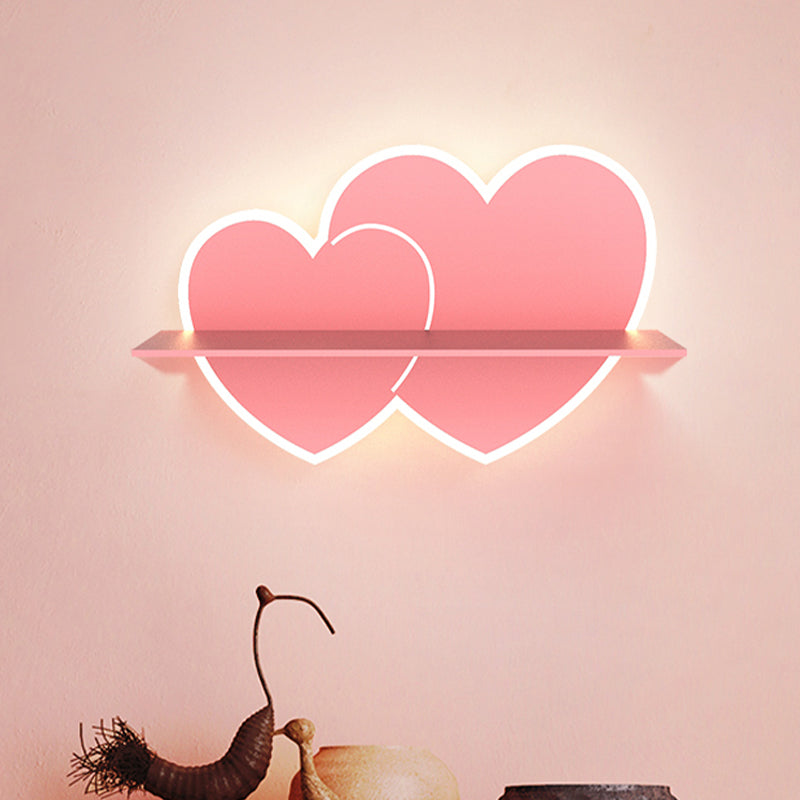 Skørter | Iron Coconut Tree/Car/Plane Wall Lighting Cartoon LED Blue/Pink Sconce Lamp Fixture with Storage Table in White/Warm Light