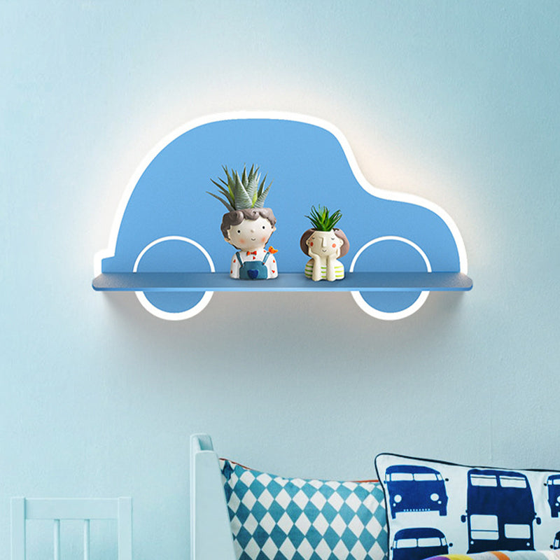 Skørter | Iron Coconut Tree/Car/Plane Wall Lighting Cartoon LED Blue/Pink Sconce Lamp Fixture with Storage Table in White/Warm Light