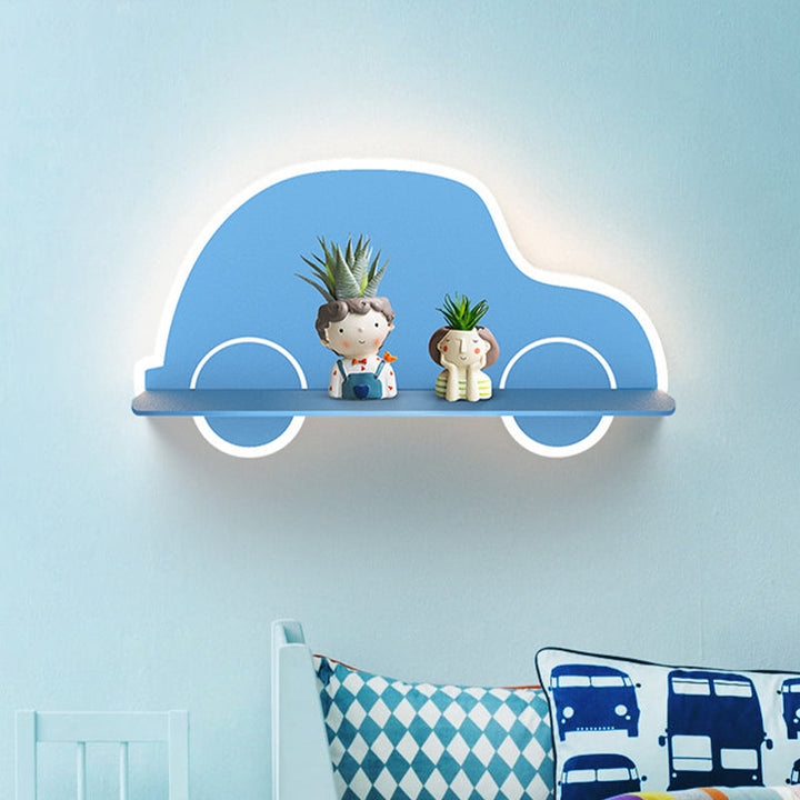 Skørter | Iron Coconut Tree/Car/Plane Wall Lighting Cartoon LED Blue/Pink Sconce Lamp Fixture with Storage Table in White/Warm Light