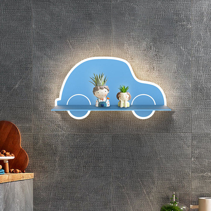 Skørter | Iron Coconut Tree/Car/Plane Wall Lighting Cartoon LED Blue/Pink Sconce Lamp Fixture with Storage Table in White/Warm Light