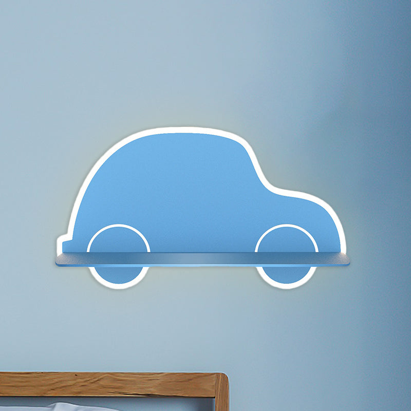 Skørter | Iron Coconut Tree/Car/Plane Wall Lighting Cartoon LED Blue/Pink Sconce Lamp Fixture with Storage Table in White/Warm Light